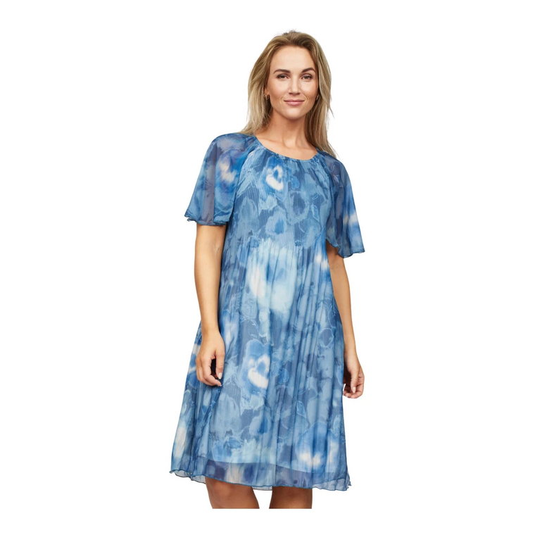 Sukienka Blue Drops - Krótkie Rękawy, Kolorowy Wzór 2-Biz