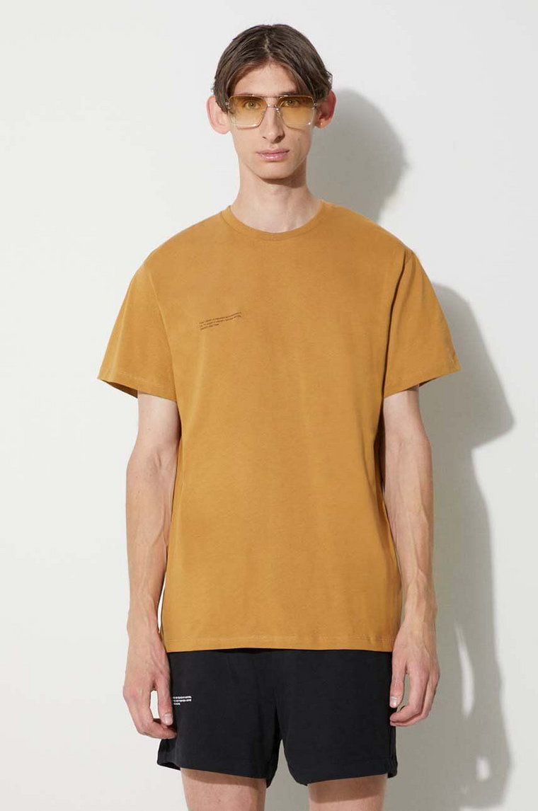 Pangaia t-shirt bawełniany kolor brązowy z nadrukiem