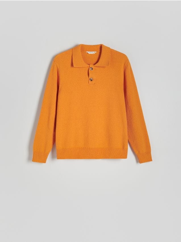 Reserved - Sweter polo - pomarańczowy