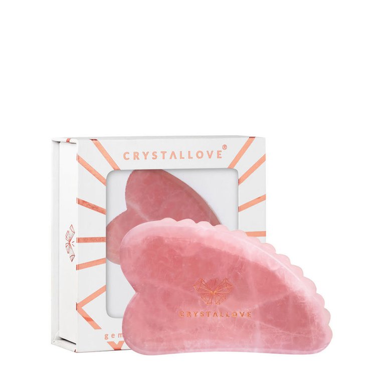 Crystallove, płytka 3d do masażu twarzy gua sha z kwarcu różowego, 1 szt.