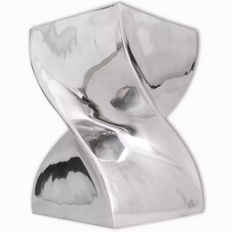 Taboret/Stolik boczny o skręconym kształcie z aluminium, srebrny kod: V-243507
