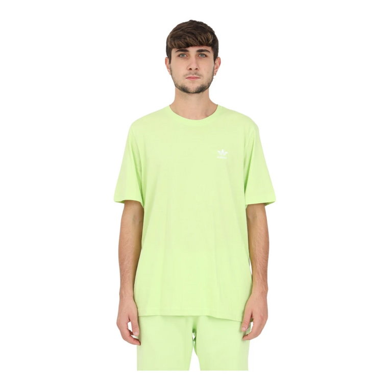 Fluorescencyjna zielona koszulka męska z ikonicznym haftem Trifolium Adidas Originals