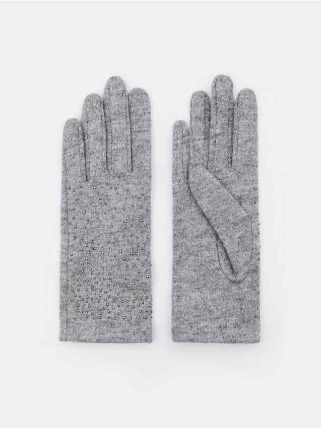 Mohito - Szare rękawiczki z wełną - szary