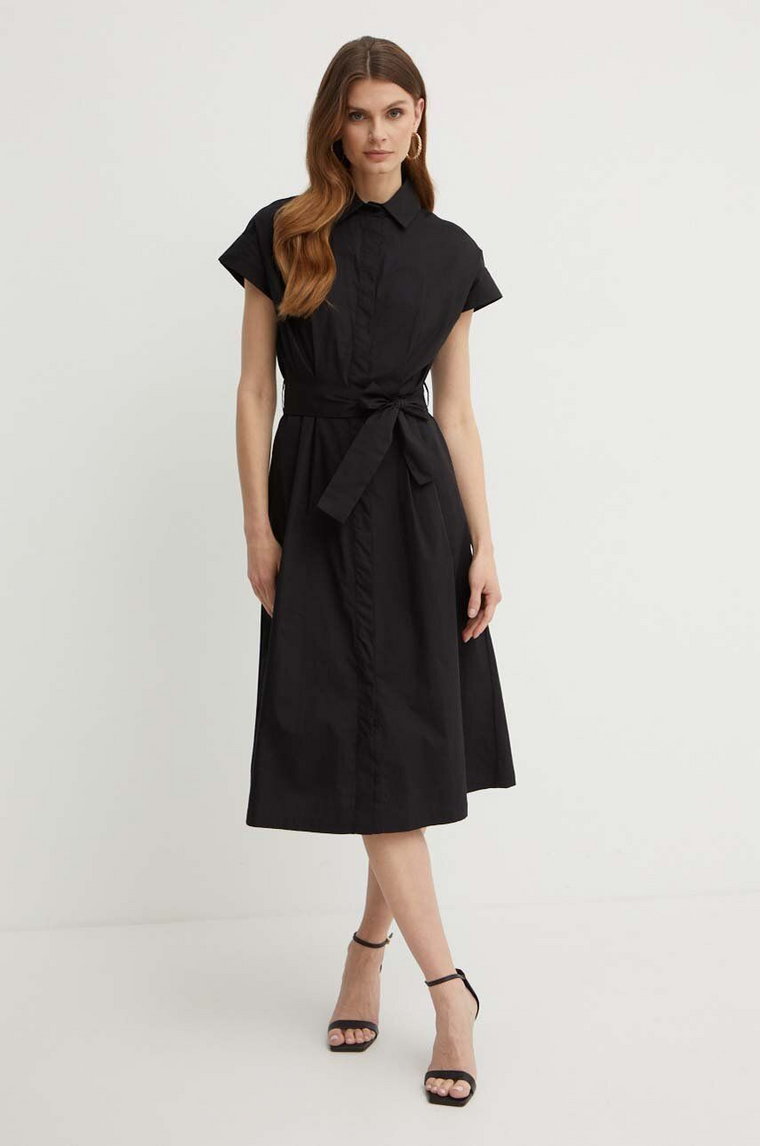 Liu Jo sukienka bawełniana kolor czarny midi rozkloszowana