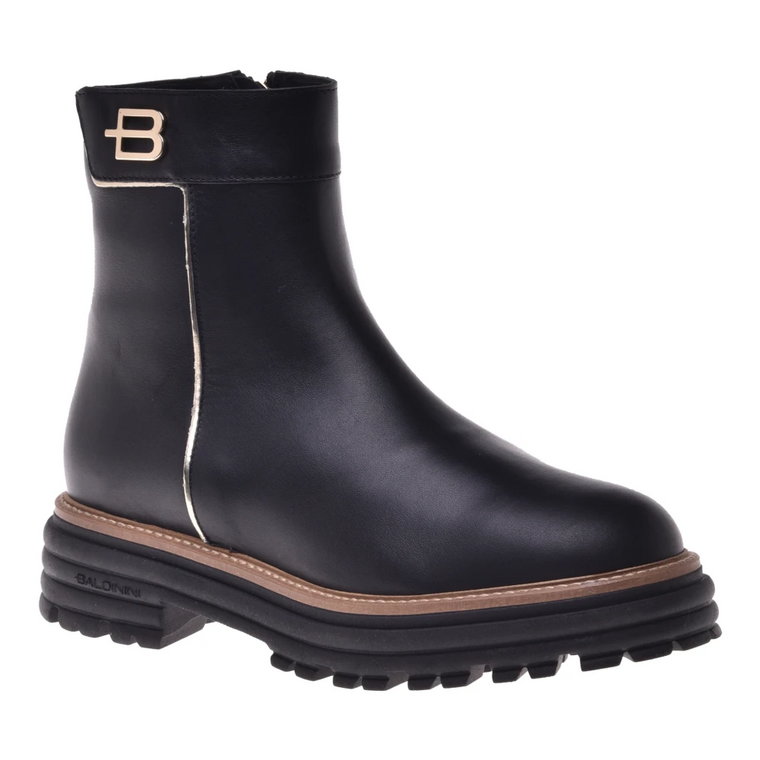 Black and platinum calfskin ankle boots Baldinini