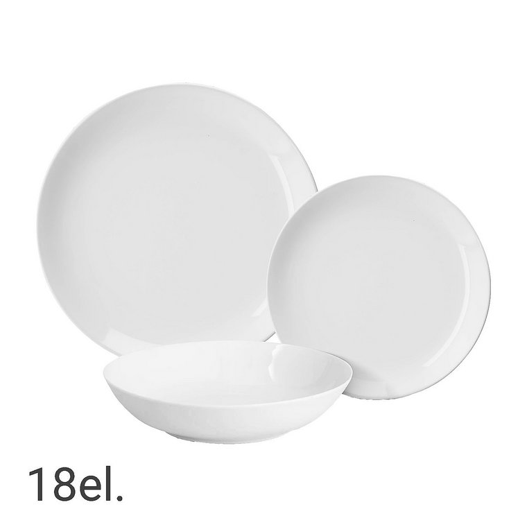 Zestaw obiadowy z porcelany na 6 osób MG Home Classic, 18 elementów, biały