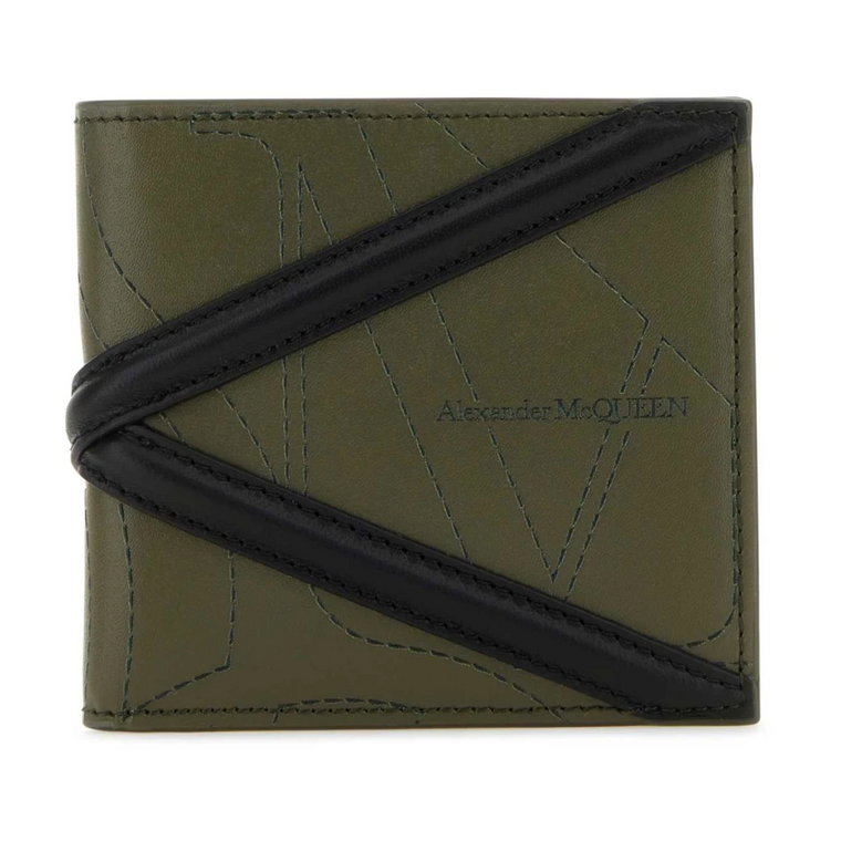 Zielony portfel skórzany - Kompaktowy i stylowy Alexander McQueen