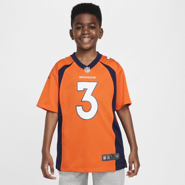 Koszulka do futbolu amerykańskiego dla dużych dzieci NFL Denver Broncos (Russell Wilson) - Pomarańczowy