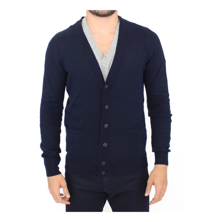 Blue Wool Cashmere Cardigan Pullover Sweater Ermanno Scervino