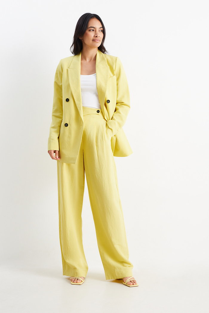 C&A Spodnie materiałowe-wysoki stan-szerokie nogawki, żółty, Rozmiar: 44