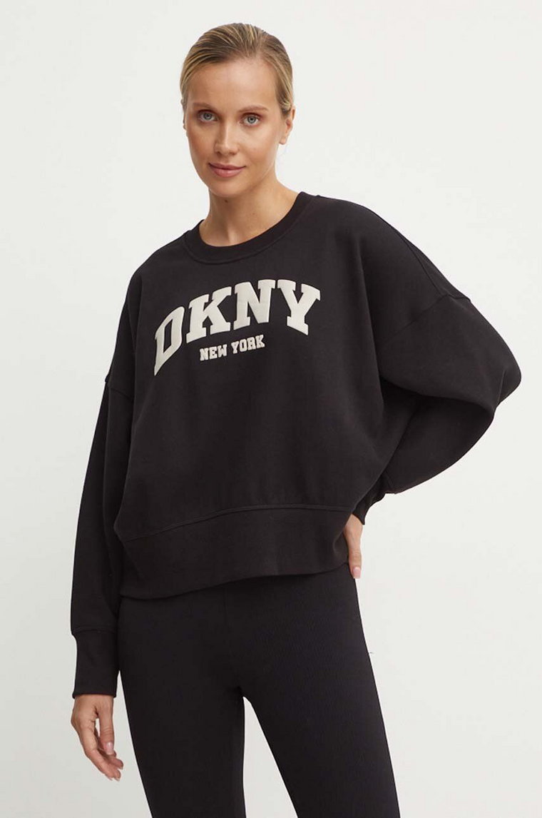 Dkny bluza damska kolor czarny z aplikacją DP4T9944