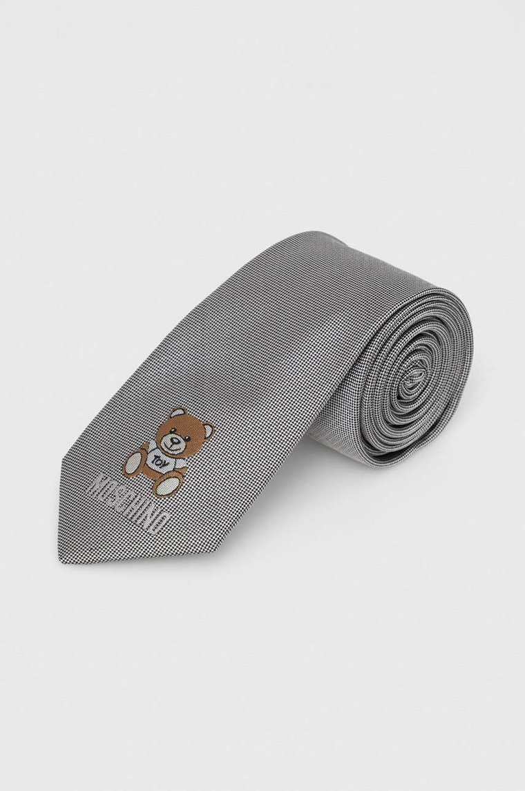 Moschino krawat jedwabny kolor szary