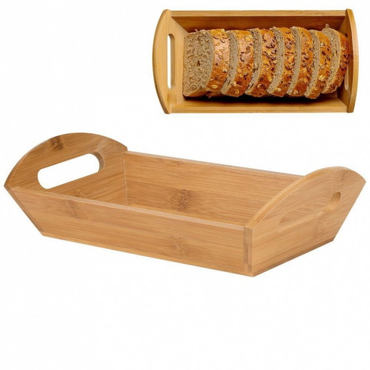 Koszyk drewniany na pieczywo chleb bułki bambusowy kod: O-10-107-033