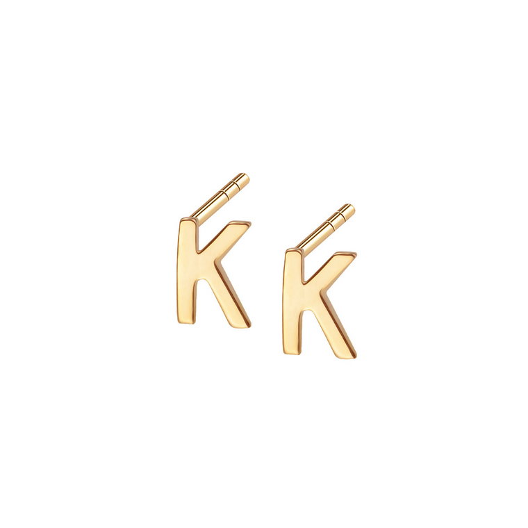 Kolczyki złote - litera K