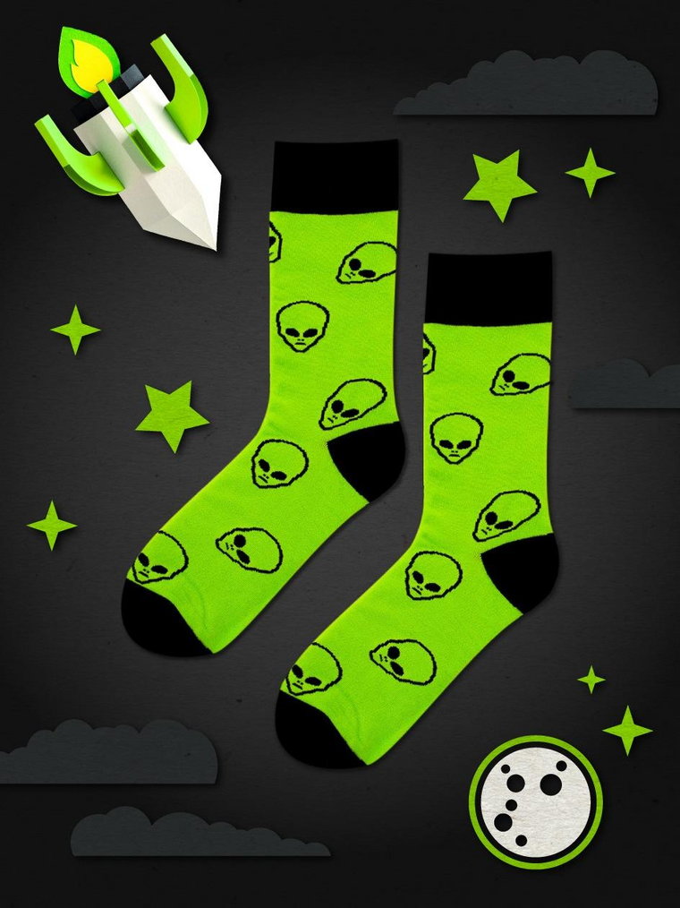 Długie Skarpetki Urban Socks Aliens Zielone