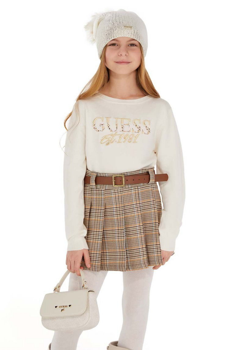 Guess sweter dziecięcy kolor beżowy lekki