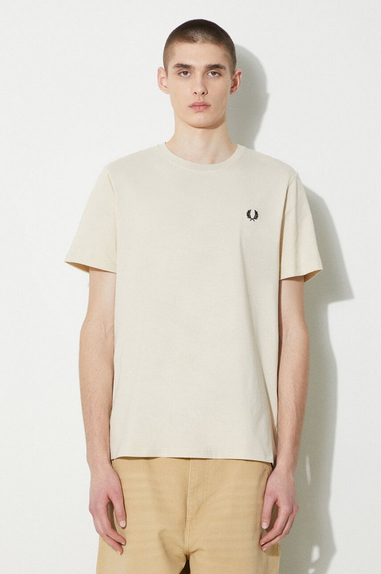 Fred Perry t-shirt bawełniany Crew Neck T-Shirt męski kolor beżowy z aplikacją M1600.V54