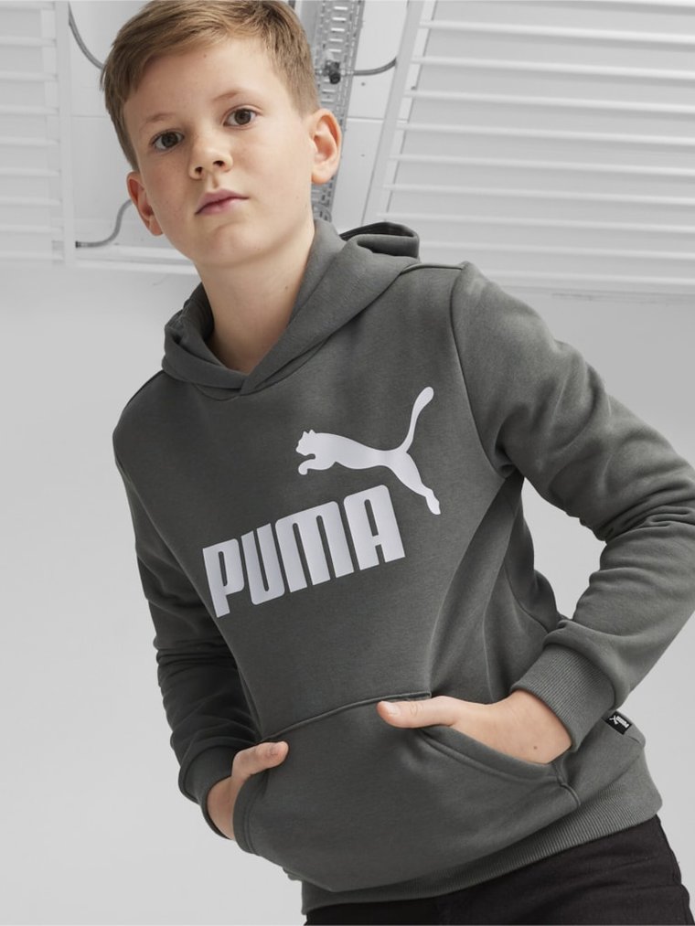 Młodzieżowa bluza z kapturem ocieplana chłopięca Puma Ess Big Logo Hoodie Fl B 58696560 176 cm Ciemnoszara (4099685595921). Bluzy z kapturem chłopięce