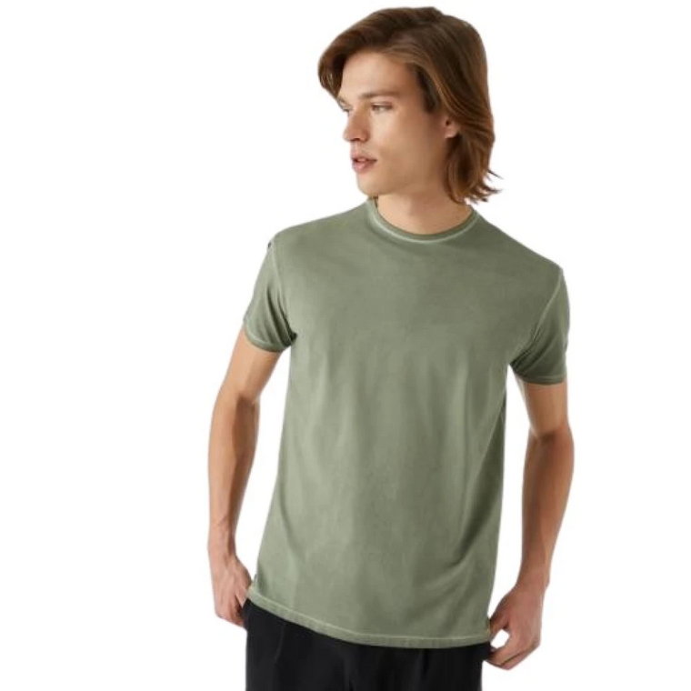 Zielony T-Shirt z Efektem Prania RRD