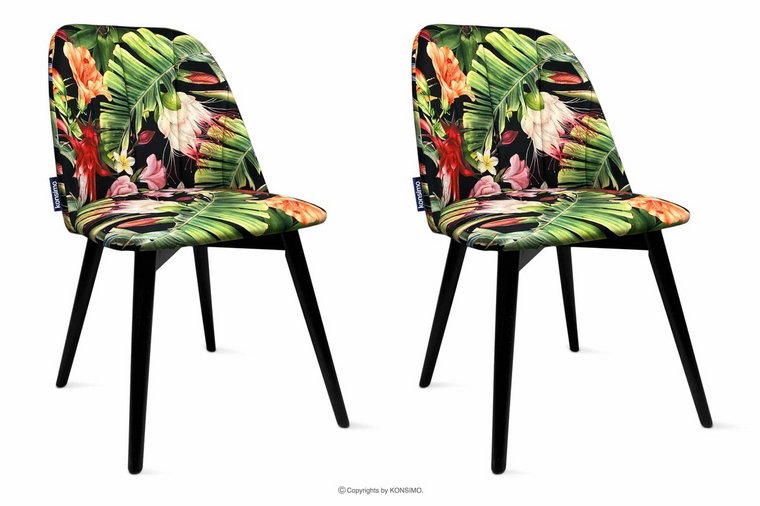 Krzesła tapicerowane we wzory kwiaty 2szt BAKERI Konsimo
