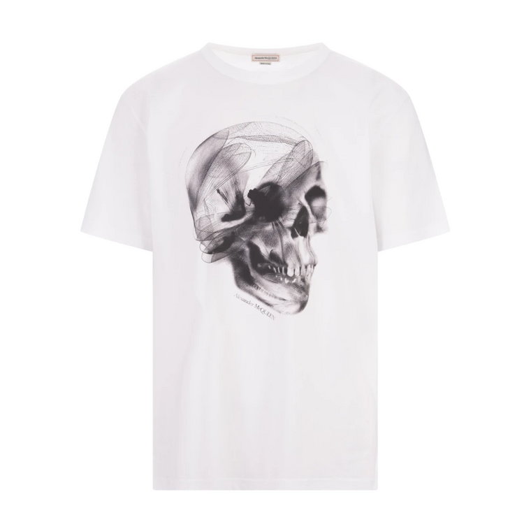 Biała koszulka z grafiką czaszki Alexander McQueen