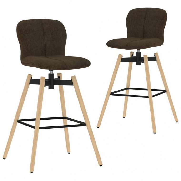 Obrotowe krzesła barowe, 2 szt., brązowe, tkanina kod: V-289475