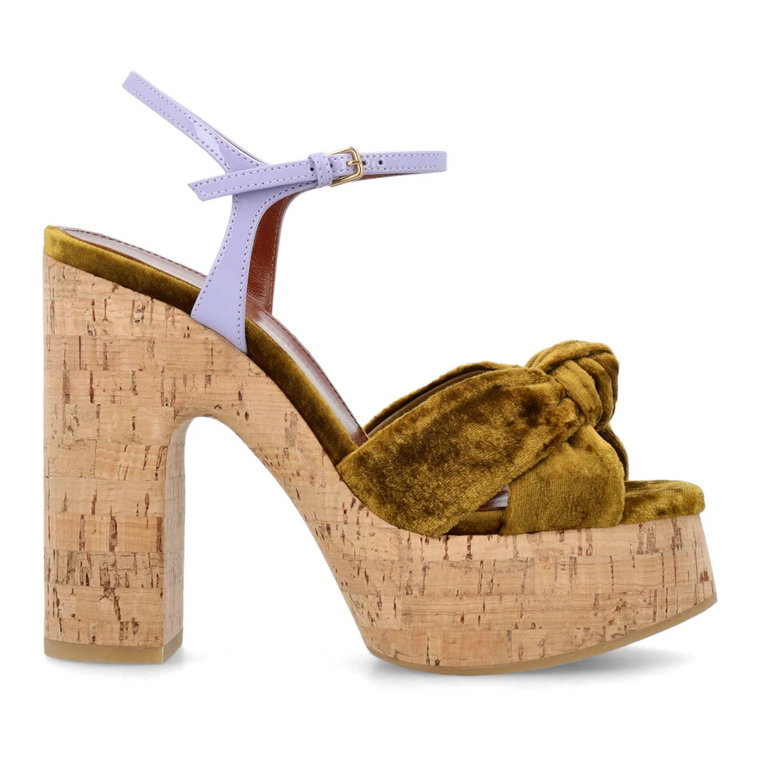 Luksusowe Sandały na Platformie - Ciemne Złoto/Lilla Ss23 Saint Laurent