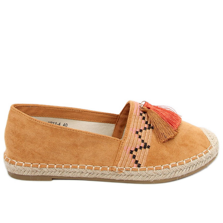 Espadryle boho z frędzlem Birna Camel brązowe