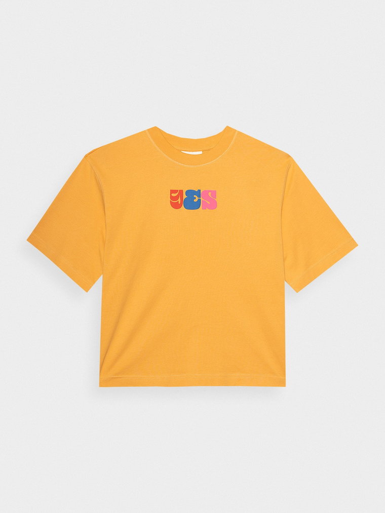 T-shirt z nadrukiem damski Outhorn - żółty
