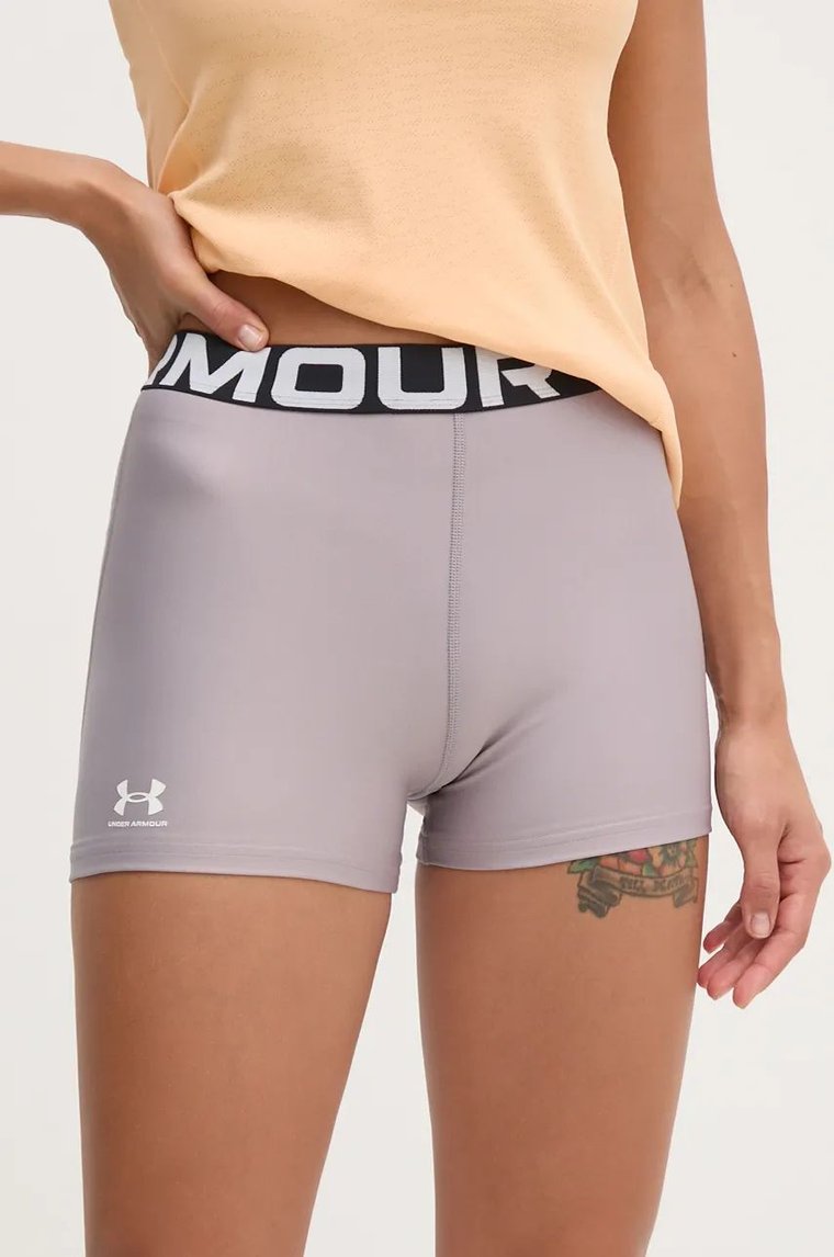 Under Armour szorty treningowe Authentics kolor szary z nadrukiem medium waist