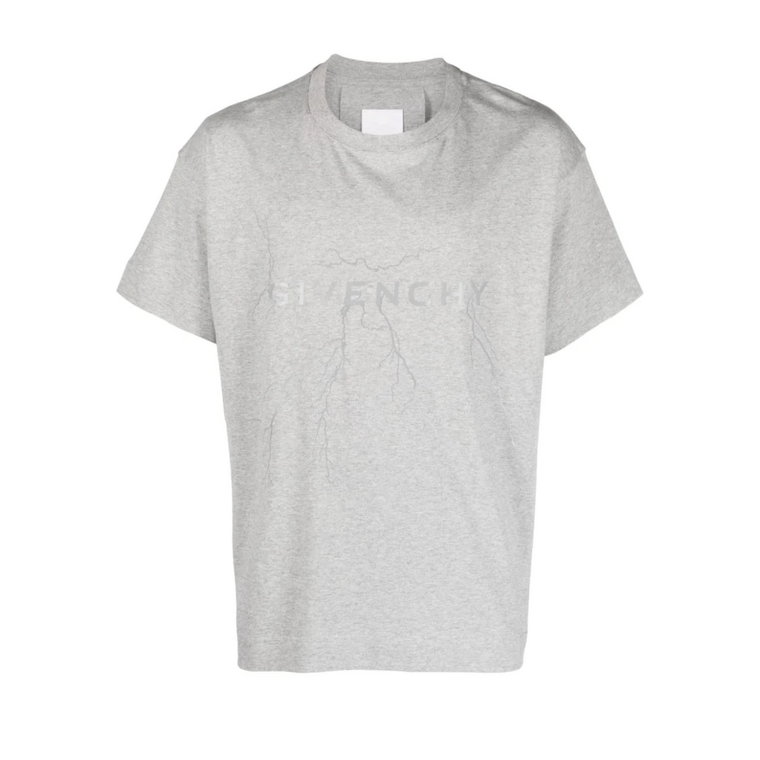 Szare T-shirty i Pola z Metalicznym Nadrukiem Logo Givenchy