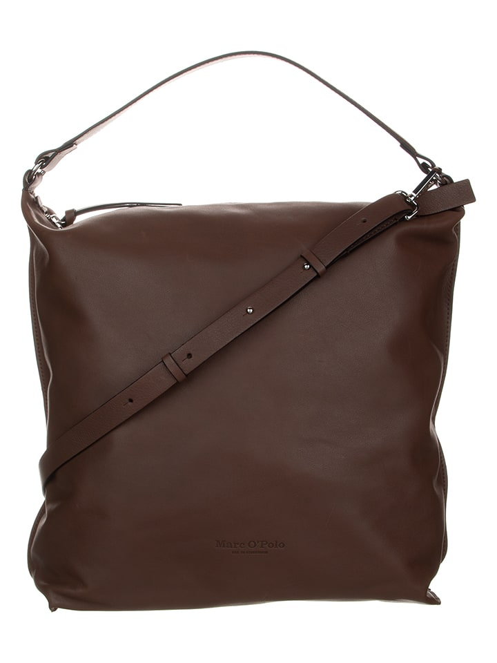 Marc OPolo Skórzana torebka "Hobo Bag L" w kolorze brązowym - 35 x 36 x 12 cm