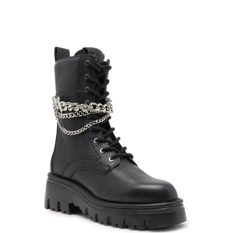 Karl Lagerfeld Skórzane botki KOMBAT KC Hi Lace Chain