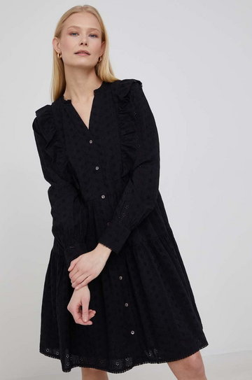 Y.A.S sukienka bawełniana kolor czarny mini rozkloszowana