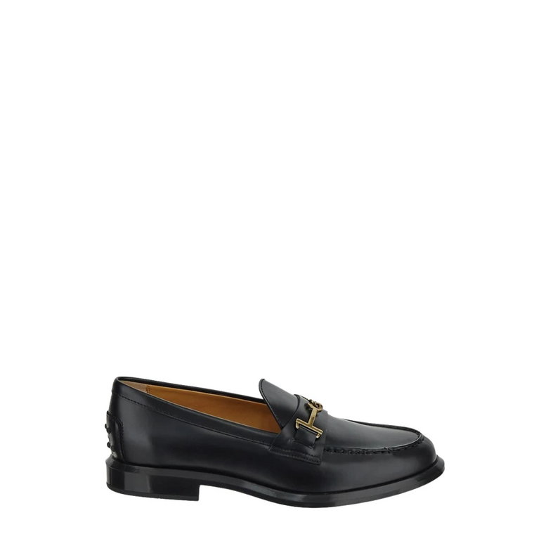 Czarne Skórzane Loafersy z Akcesorium T Ring Tod's