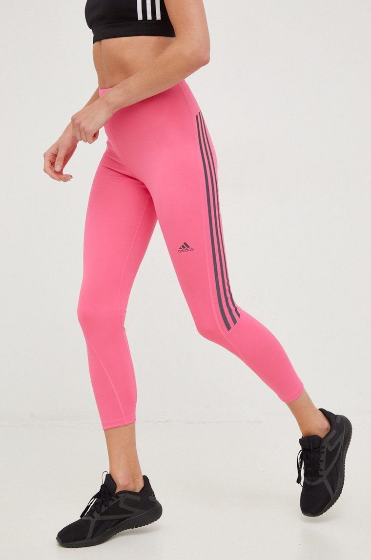 adidas Performance legginsy do biegania Run Icons damskie kolor różowy z nadrukiem