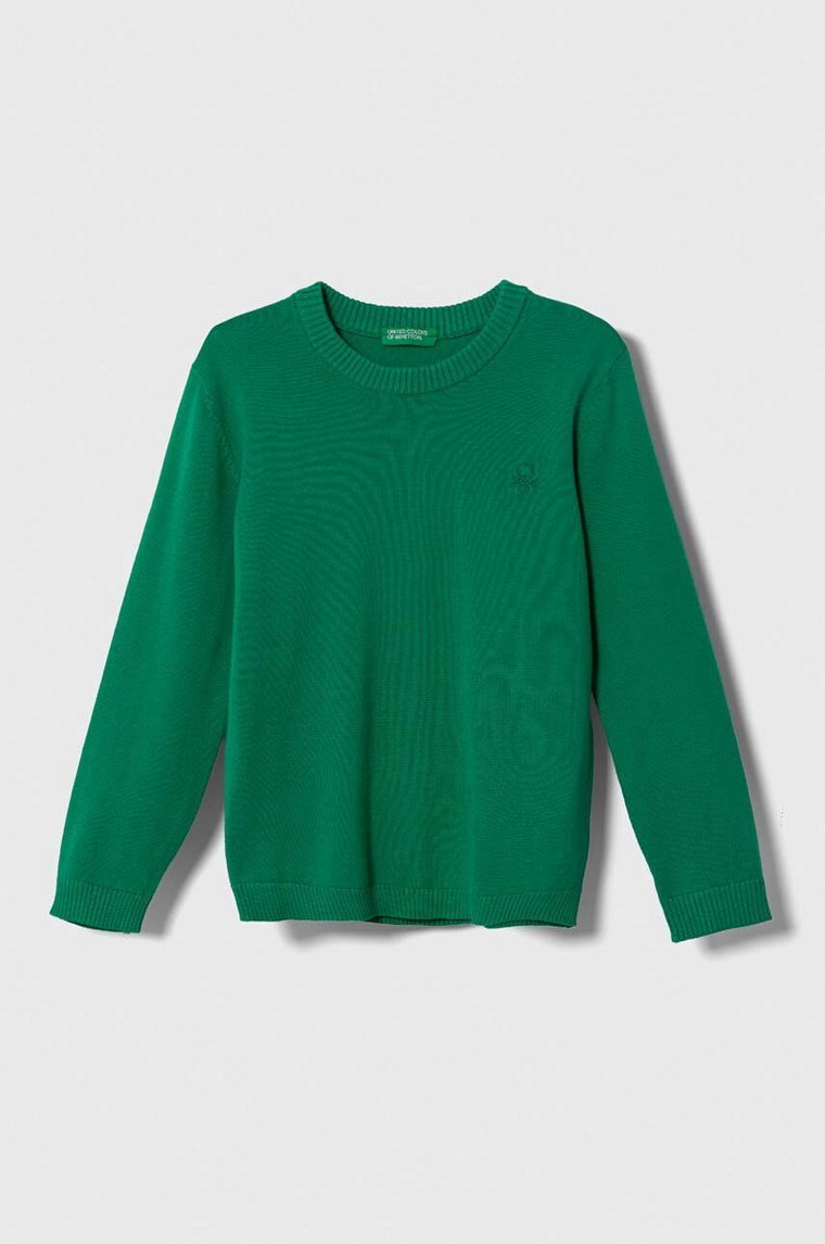 United Colors of Benetton sweter bawełniany dziecięcy kolor zielony lekki