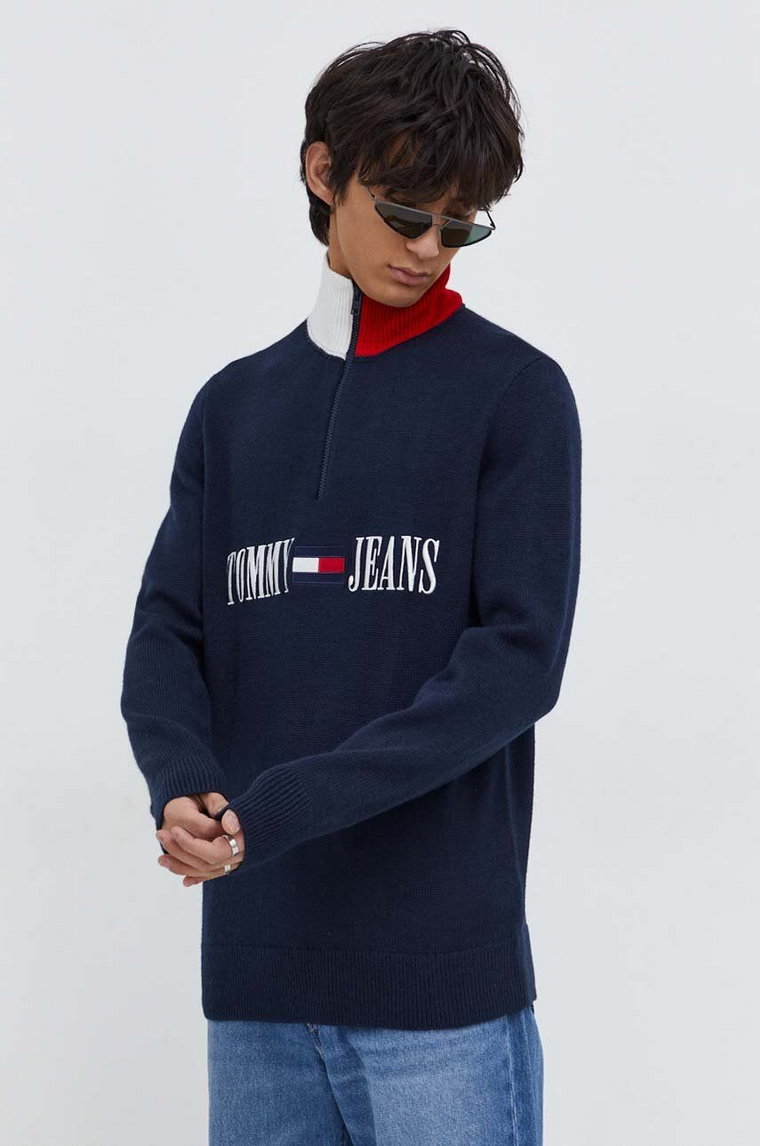 Tommy Jeans sweter męski kolor granatowy