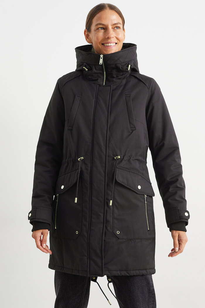 C&A Parka z kapturem, Czarny, Rozmiar: 44