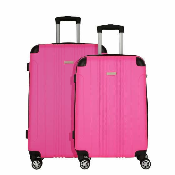 Nowi Lugano 4 kółka Zestaw walizek 2-części schwarz-pink