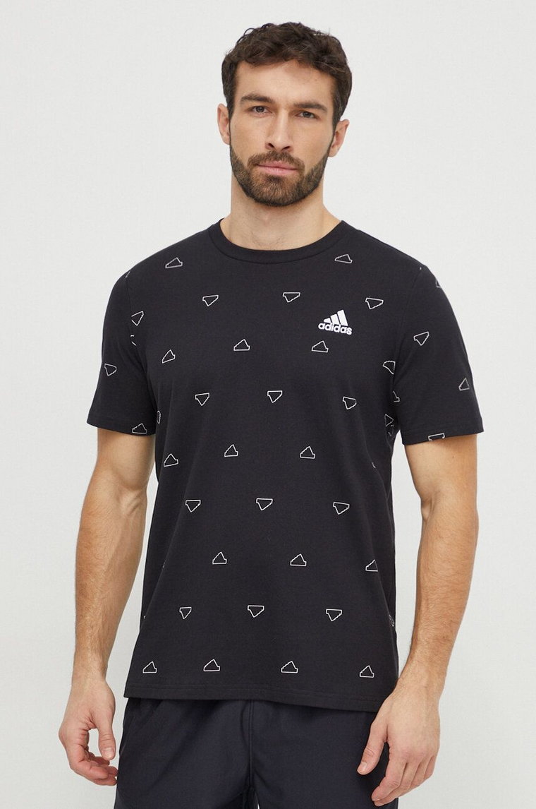 adidas t-shirt bawełniany męski kolor czarny wzorzysty IS1826