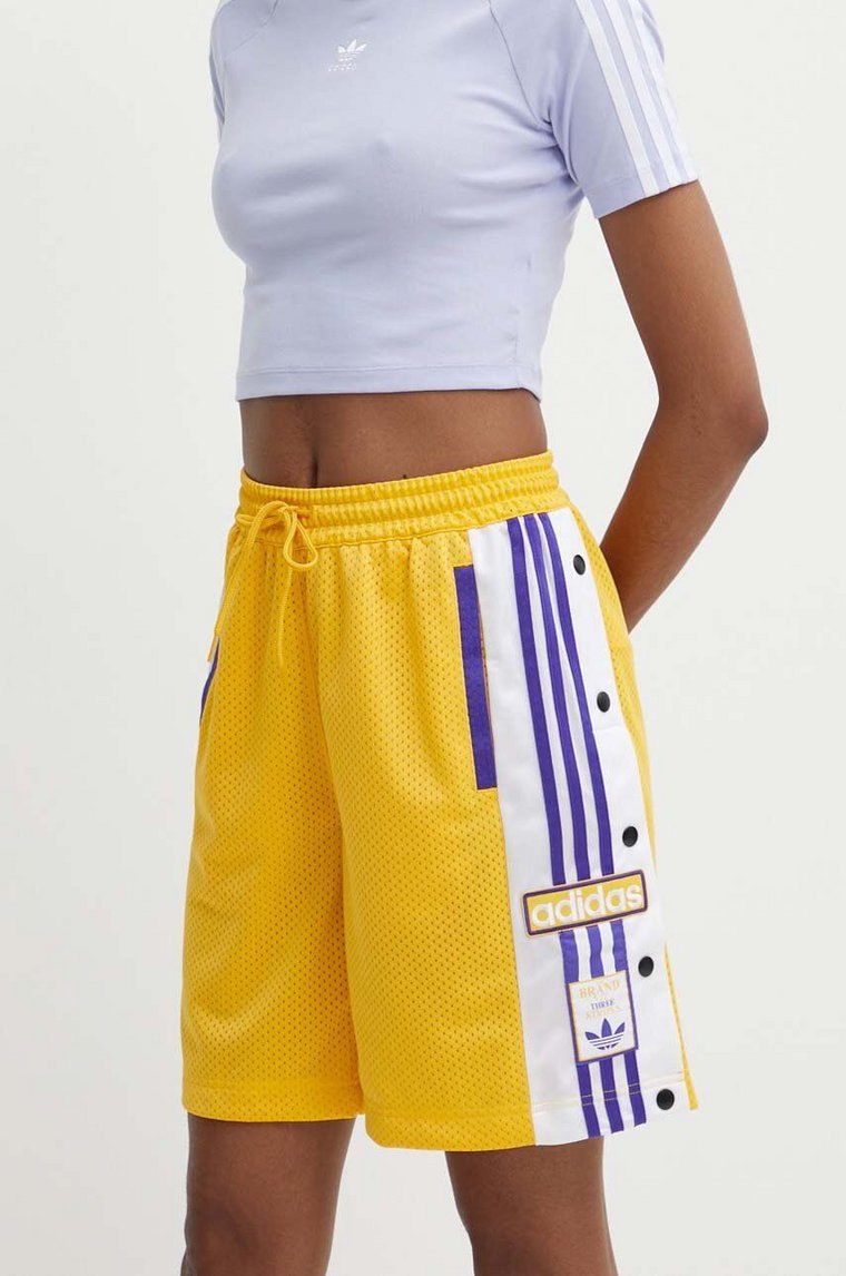 adidas Originals szorty damskie kolor żółty wzorzyste high waist IS2471