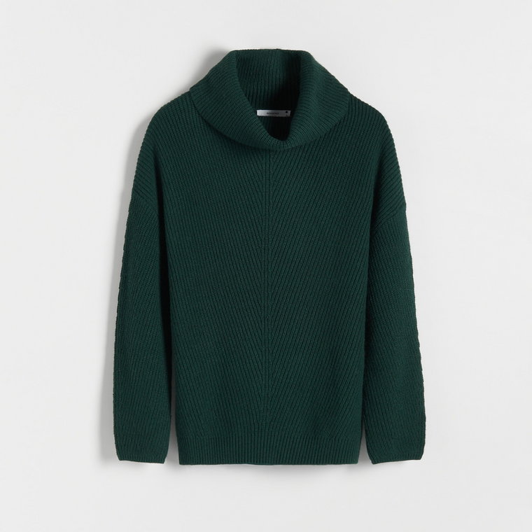 Reserved - Sweter z luźnym golfem - ciemnozielony