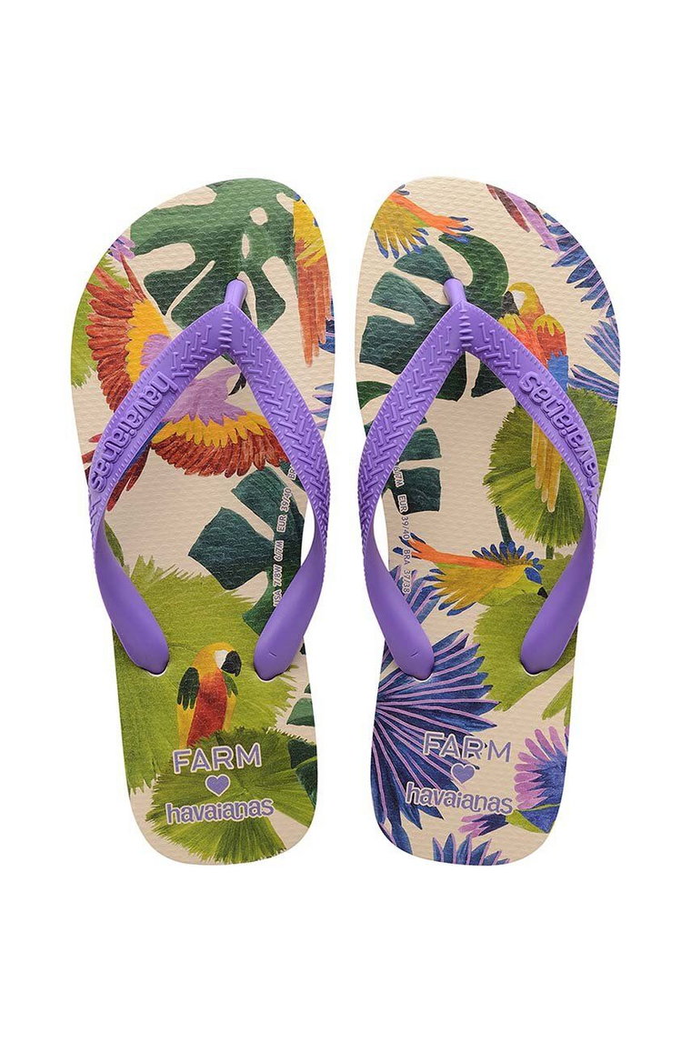 Havaianas japonki TOP FARM PASSAROS damskie kolor fioletowy na płaskim obcasie 4149555.3503