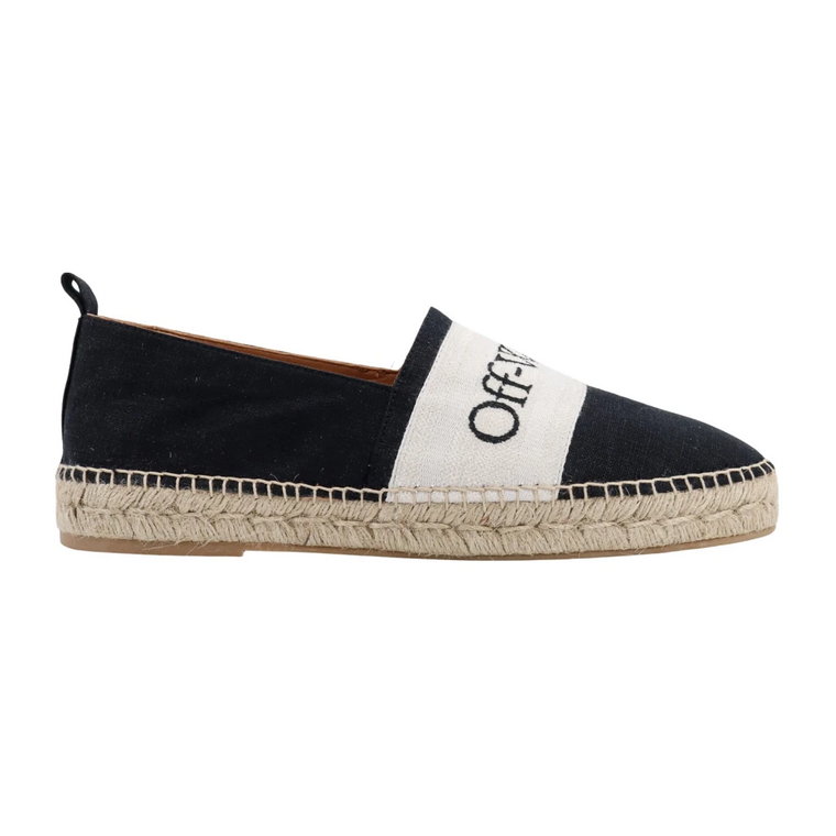 Czarne Espadryle z Kontrastującym Paskiem Off White