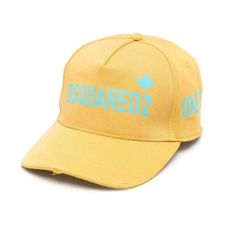 Żółta czapka baseballowa z nadrukiem logo Dsquared2