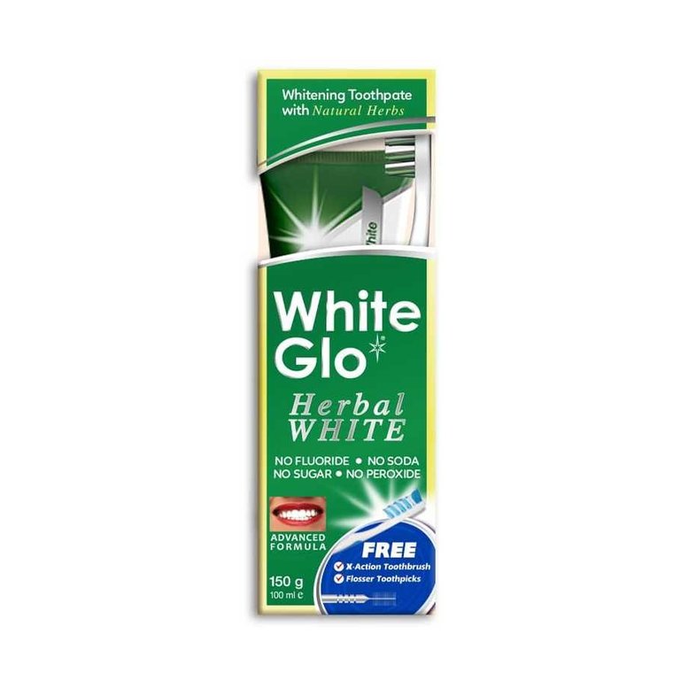 White Glo, Herbal White Toothpaste wybielająca ziołowa pasta do zębów 100ml + szczoteczka do zębów