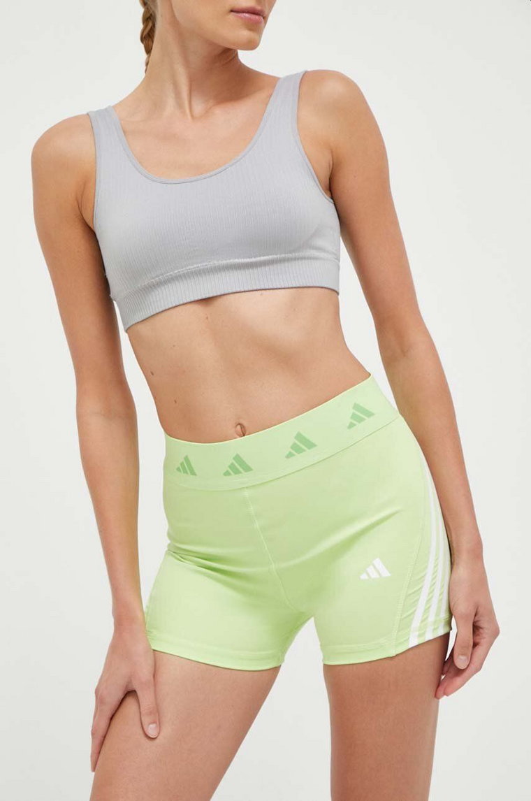 adidas Performance szorty treningowe Techfit Hyperglam kolor zielony z nadrukiem medium waist