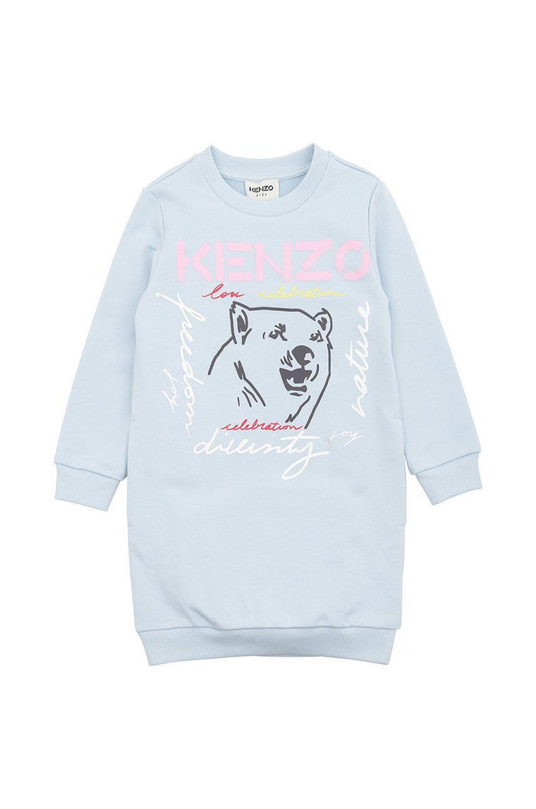 Kenzo Kids sukienka dziecięca kolor turkusowy mini prosta