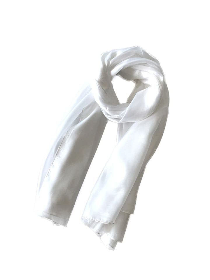 Made in Silk Jedwabny szal w kolorze białym - 180 x 90 cm
